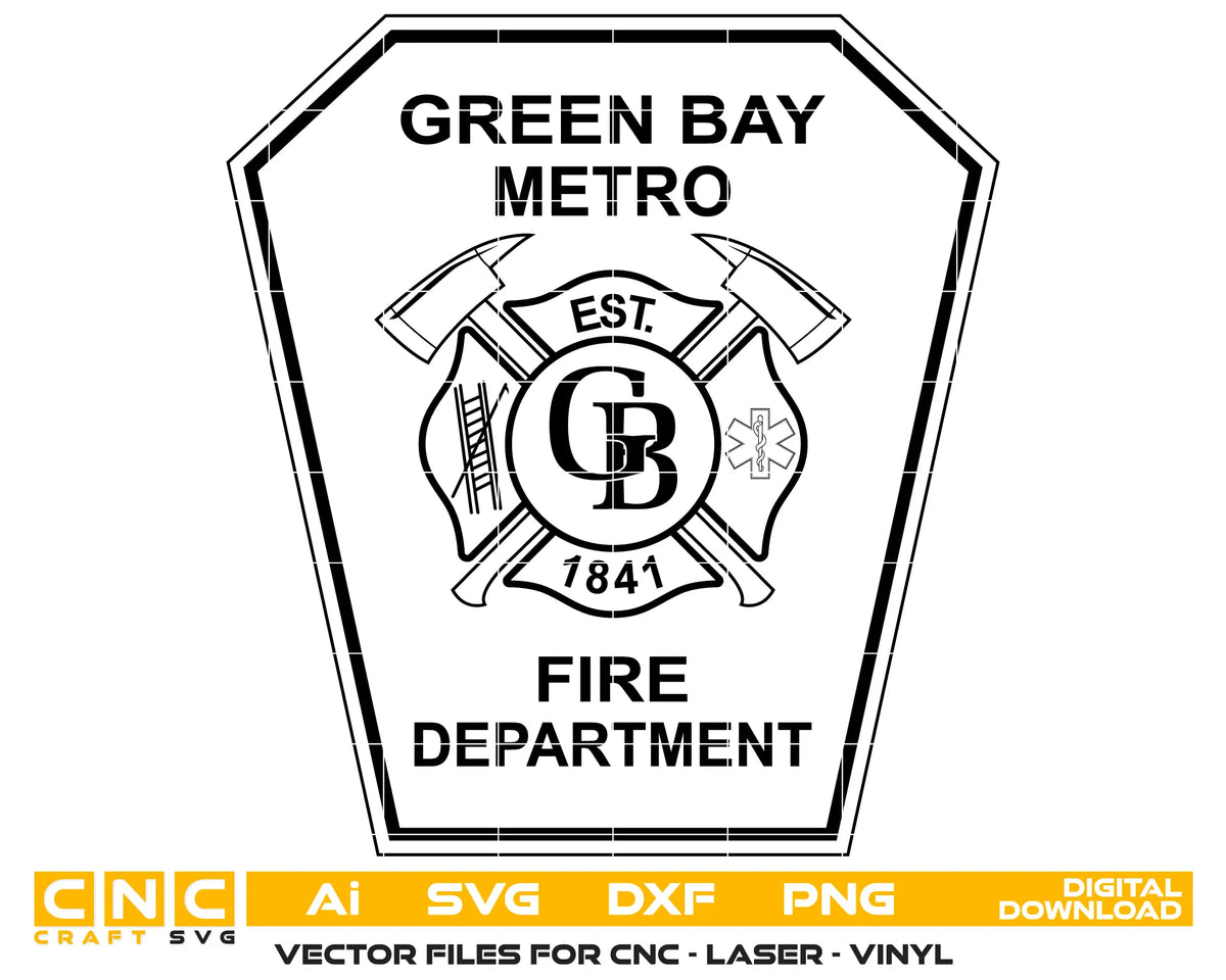 Green Bay Metro Fire Department Patch Wisconsin SVG Firefighter Vector
