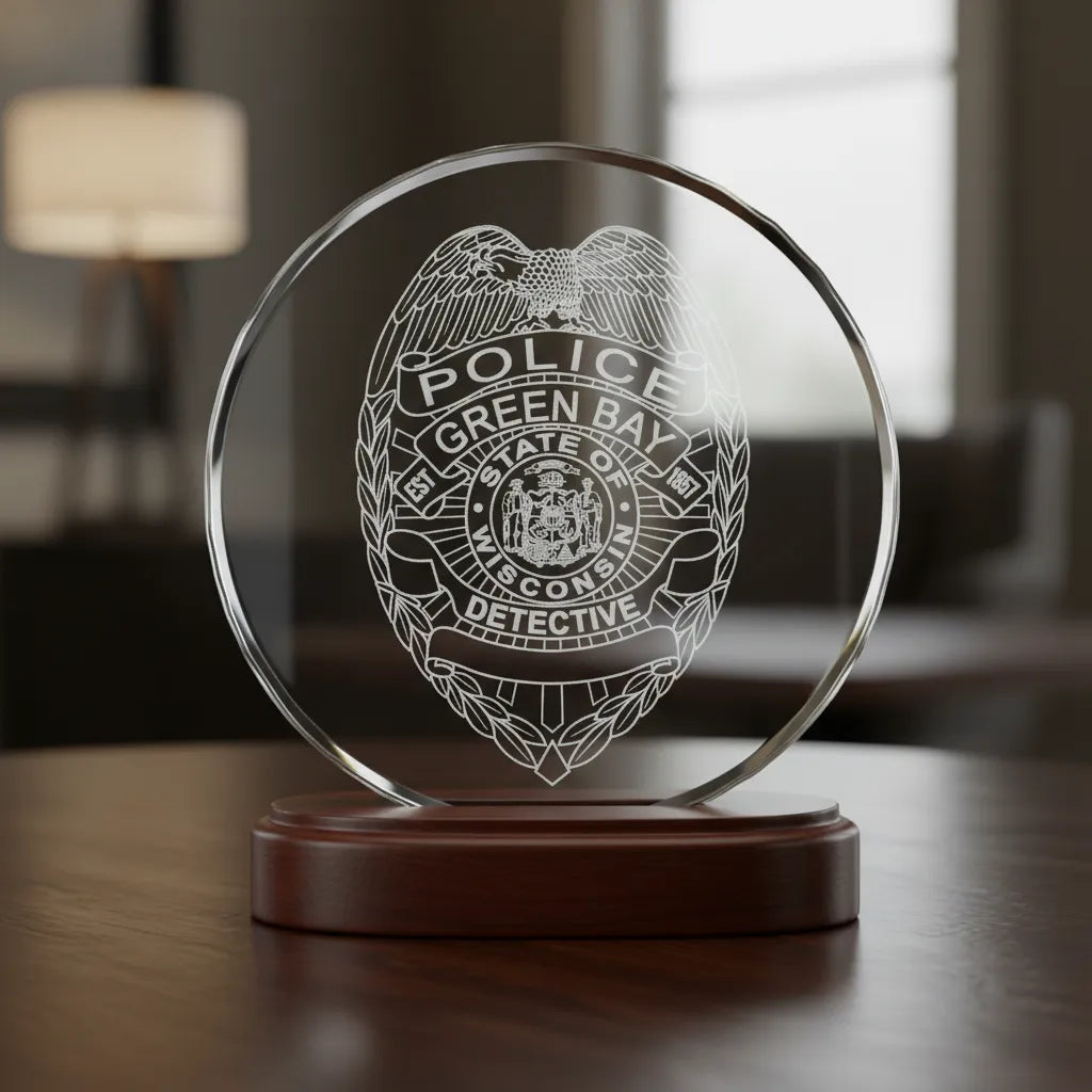 Green Bay Police Detective Badge SVG

Wisconsin Law Enforcement Vector Design

Detective Badge Engraving File

Green Bay Police Sign CNC File

Shield Badge Vector for Laser Cutting