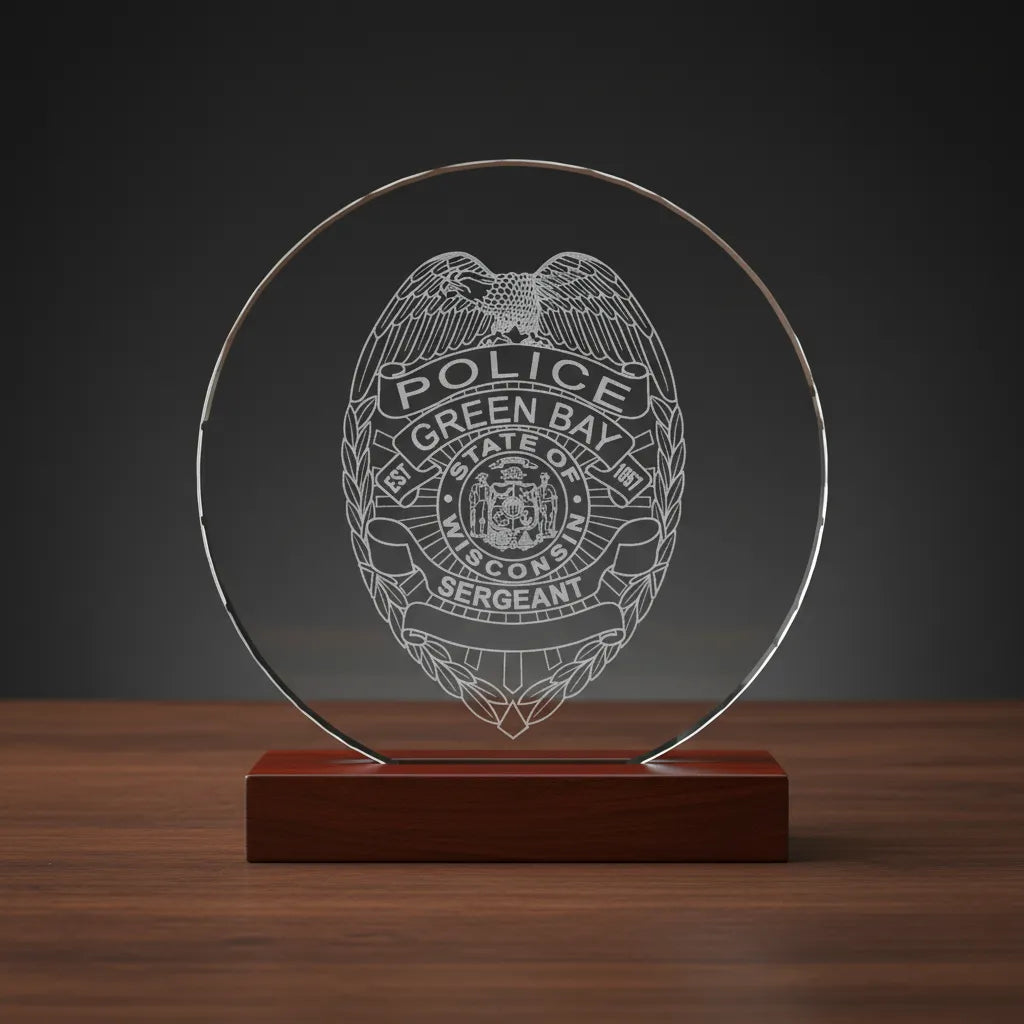 Green Bay Police Sergeant Badge SVG

Wisconsin Law Enforcement Vector Design

Police Sergeant Badge Engraving File

Green Bay Police Sign CNC File

Sergeant Badge Vector for Laser Cutting