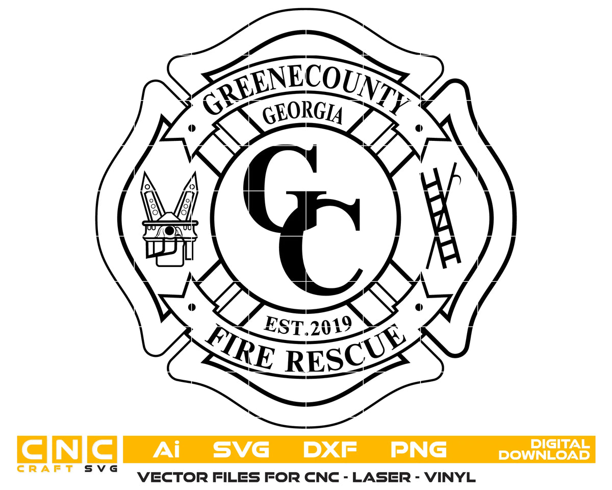 Greene County Fire Rescue Badge Georgia SVG Fire Rescue Vector