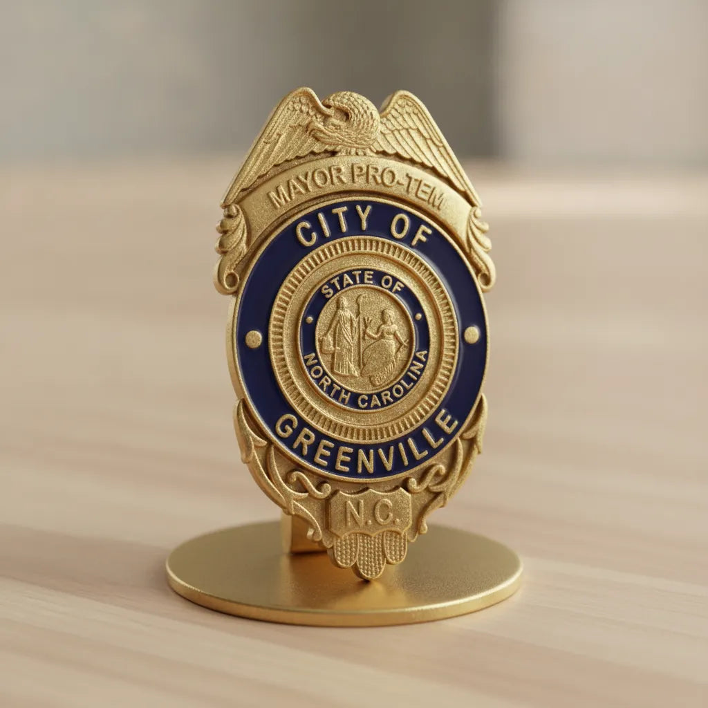 Greenville NC Mayor Pro Tem Badge SVG

North Carolina City Official Shield Vector

State of NC Seal Emblem Engraving File

Mayor Pro Tem Badge Sign CNC File

Civic Eagle Shield Vector for Lasers