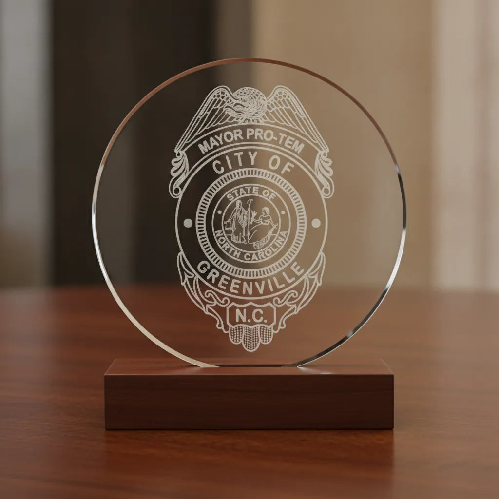 Greenville NC Mayor Pro Tem Badge SVG

North Carolina City Official Shield Vector

State of NC Seal Emblem Engraving File

Mayor Pro Tem Badge Sign CNC File

Civic Eagle Shield Vector for Lasers