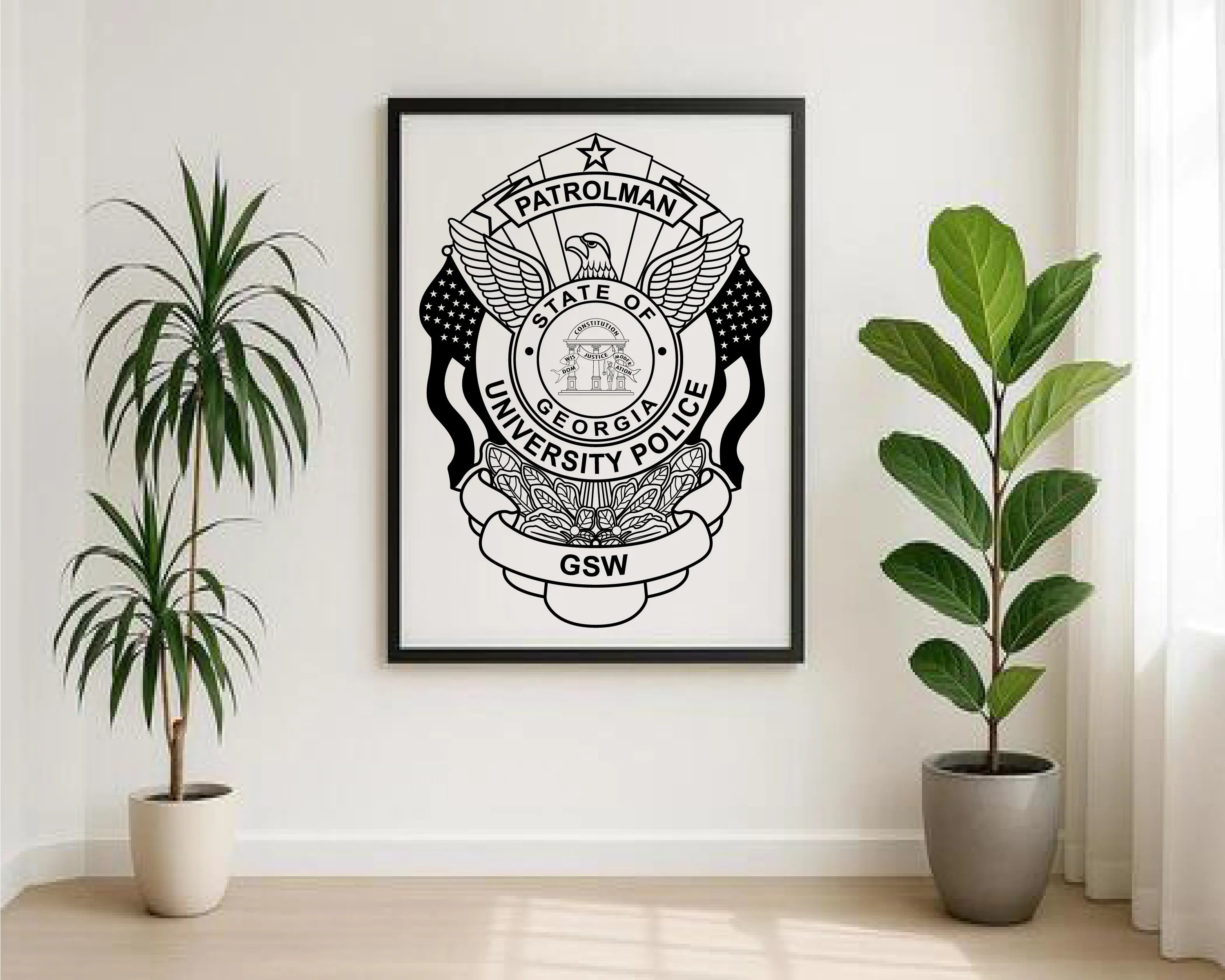 GSW University Police Patrolman Badge SVG Georgia Law Enforcement Vector
