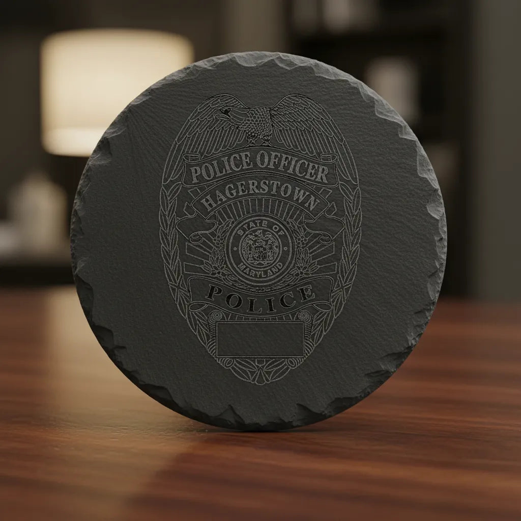 Hagerstown Police Officer Badge SVG

Maryland Law Enforcement Vector Design

Eagle Oval Police Badge Engraving File

Hagerstown MD Police Sign CNC File

State of Maryland Seal Vector for Laser Cutting
