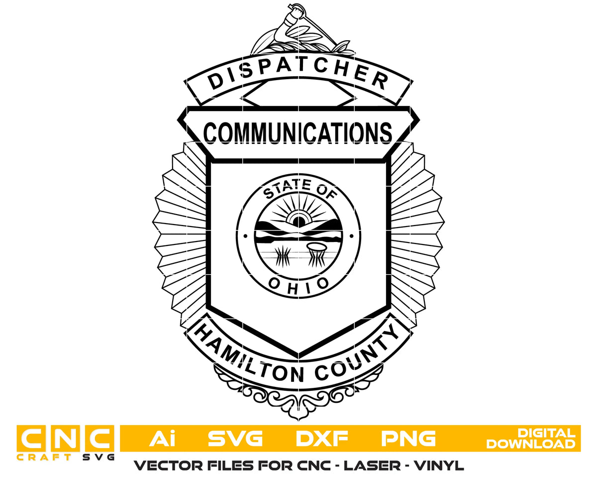 Hamilton County Dispatcher Communications Badge Ohio SVG Dispatcher Vector