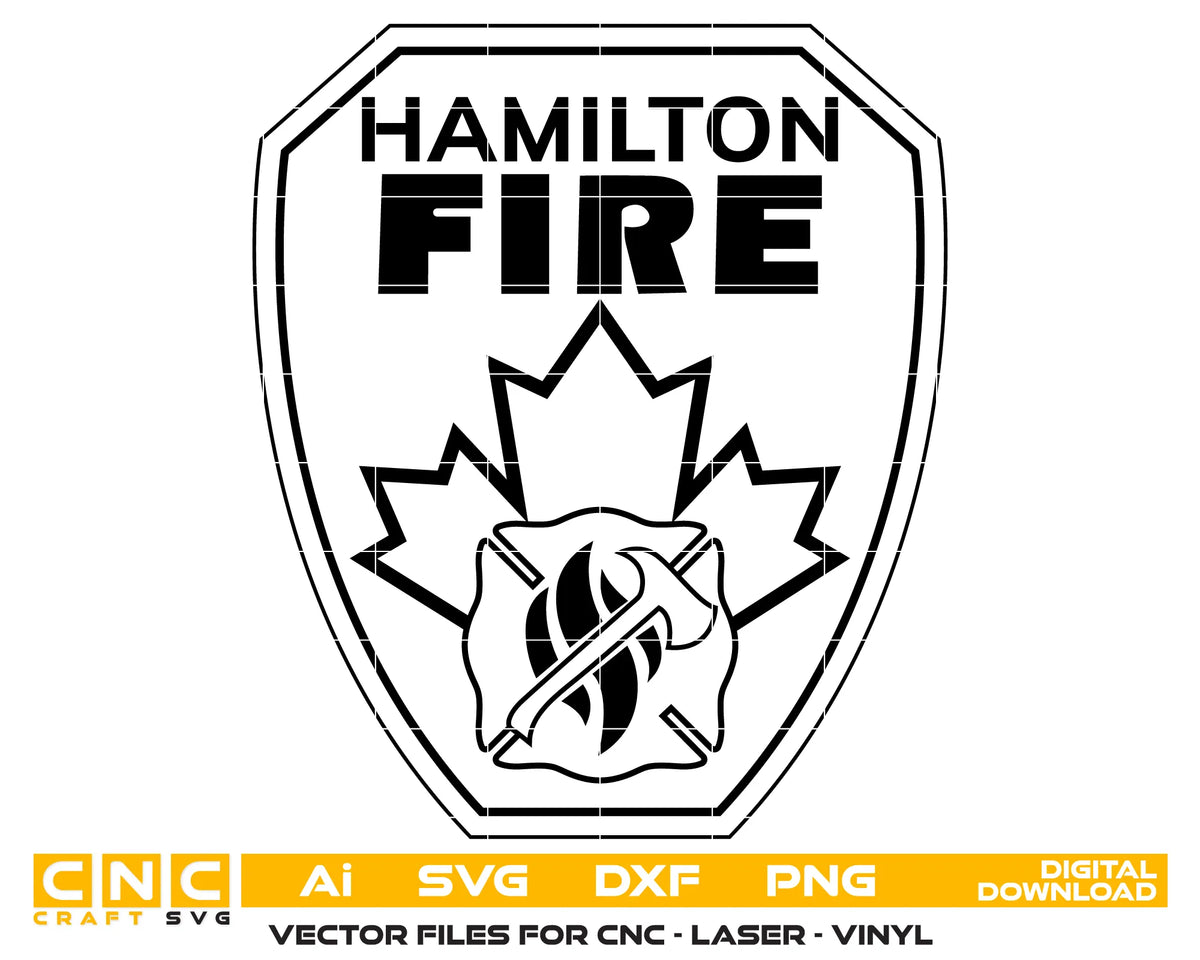 Hamilton Fire Department Badge Canada SVG Fire Rescue Vector