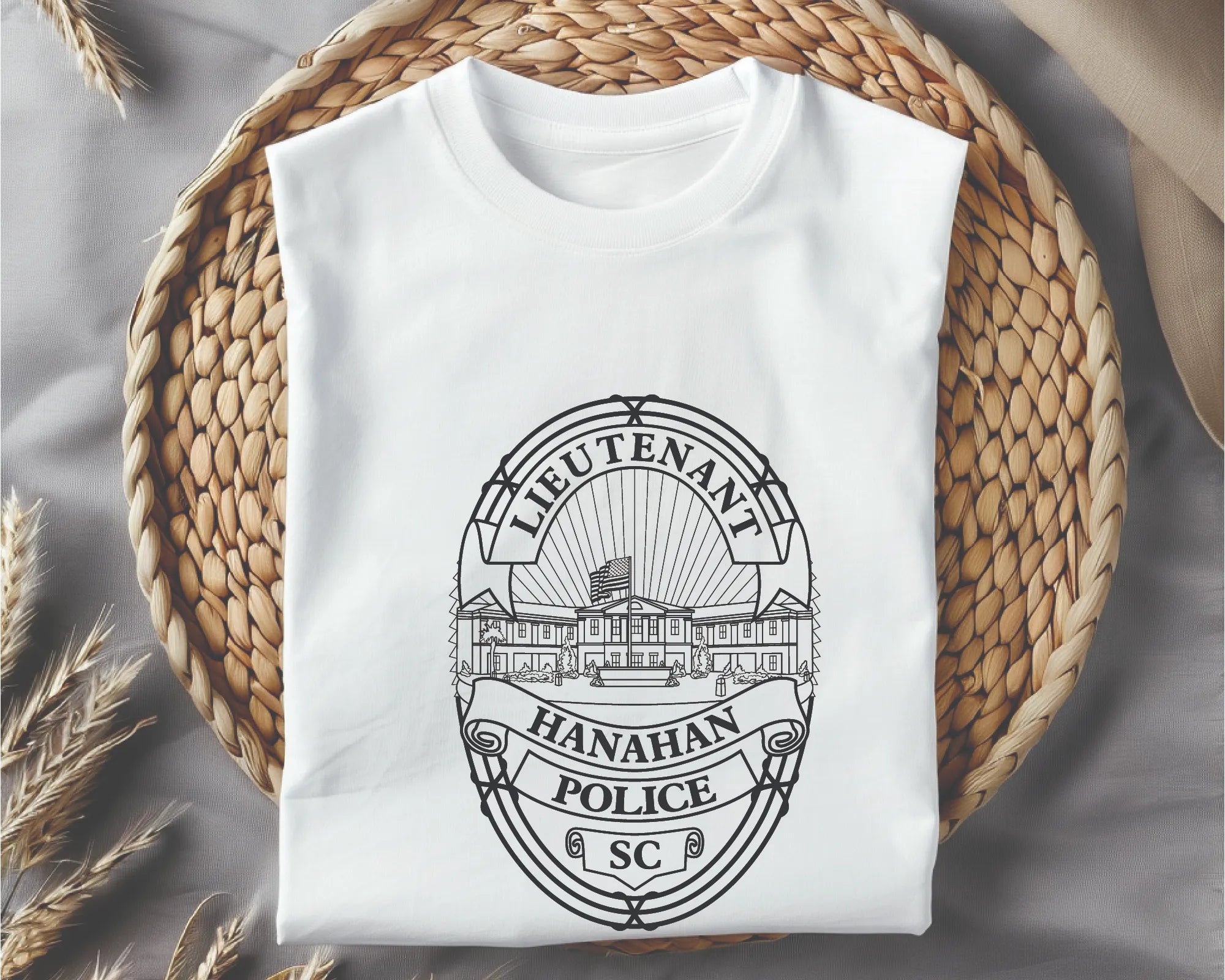 Hanahan Police Badge SVG

South Carolina Law Enforcement Vector

Police Oval Badge City Hall Emblem

Lieutenant Plaque Engraving File

Hanahan Police Sign CNC File