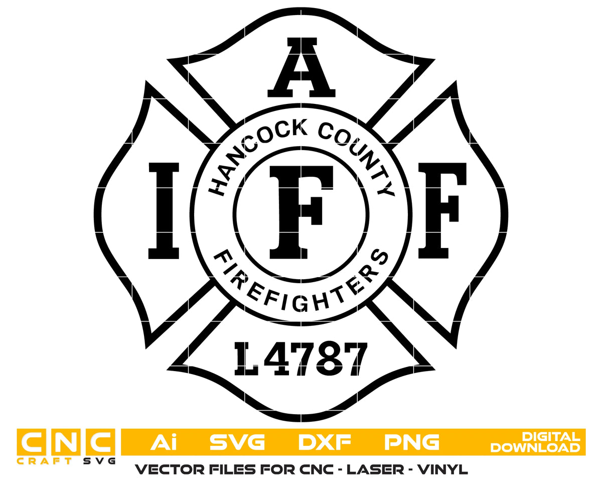 Hancock County Firefighters IAFF Local 4787 Badge SVG Fire Rescue Vector