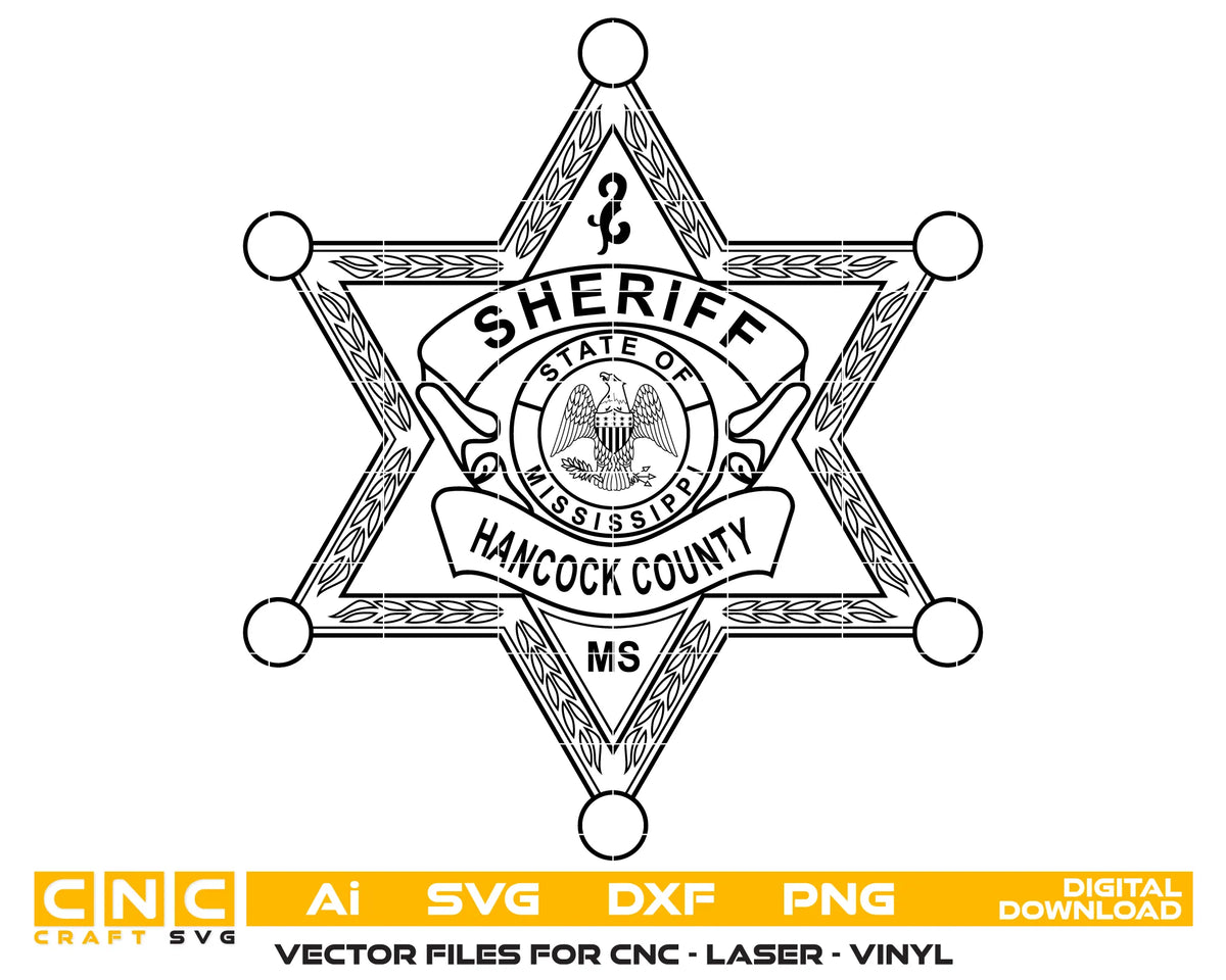Hancock County Sheriff's Office Badge Mississippi SVG Sheriff Vector