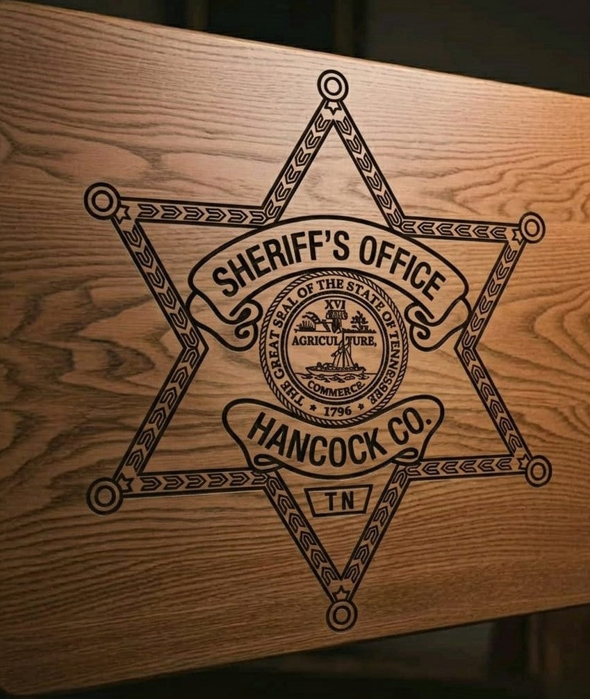 Hancock County Sheriff Badge SVG

Tennessee Law Enforcement Vector

Sheriff Office 5-Point Star Emblem

Deputy Plaque Engraving File

Hancock County Sign CNC File