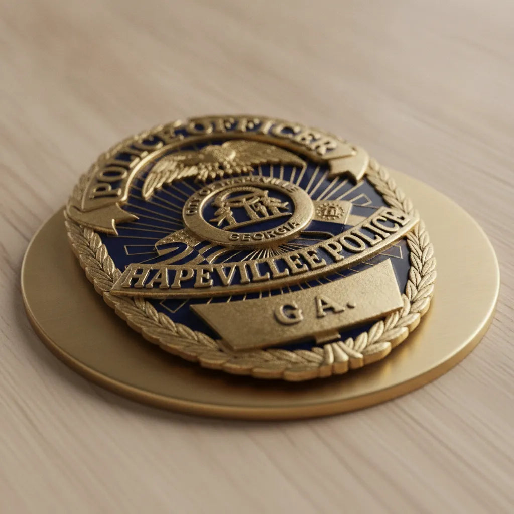 Hapeville Georgia Police Officer Badge SVG

Georgia Law Enforcement Shield Vector

City of Hapeville Seal Engraving File

Eagle and Waving Flags Police Sign CNC File

Police Officer Badge Vector for Lasers