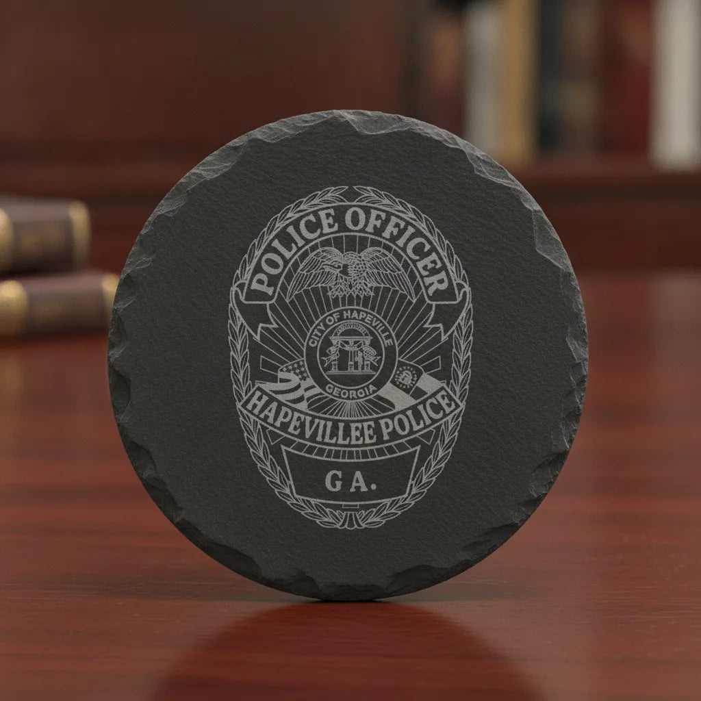Hapeville Georgia Police Officer Badge SVG

Georgia Law Enforcement Shield Vector

City of Hapeville Seal Engraving File

Eagle and Waving Flags Police Sign CNC File

Police Officer Badge Vector for Lasers