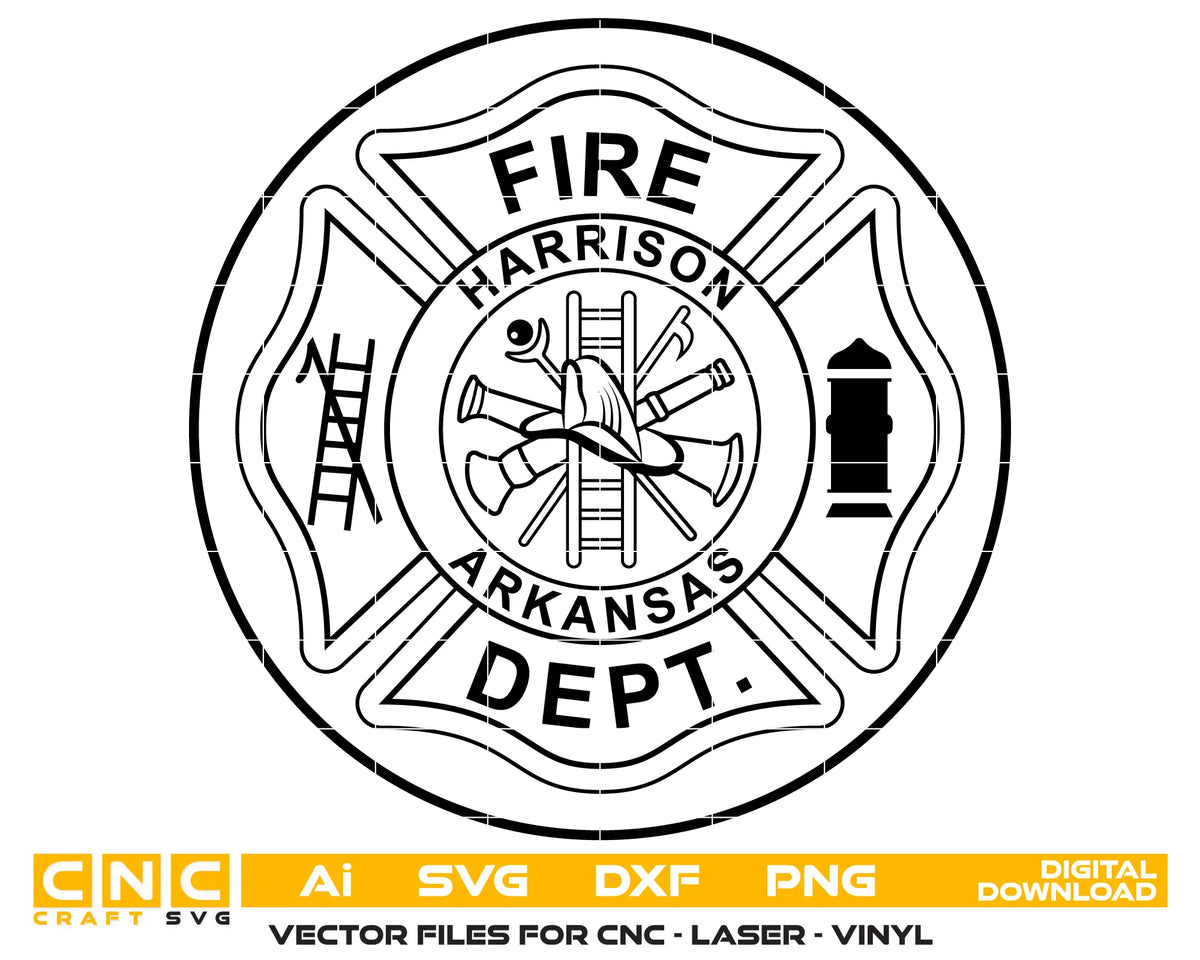 Harrison Fire Department Badge SVG Arkansas Firefighter Vector