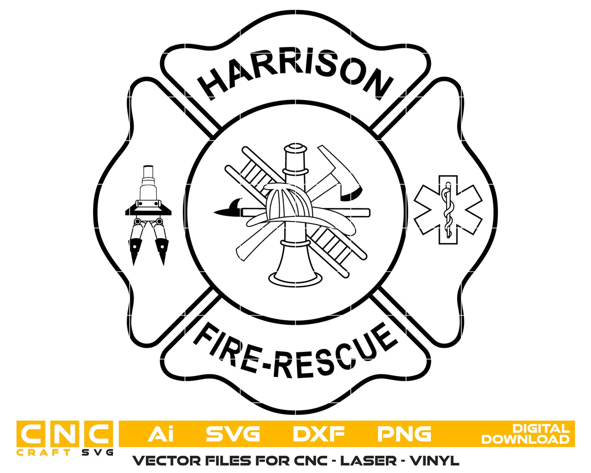 Harrison Fire Rescue Badge SVG Fire Rescue Vector
