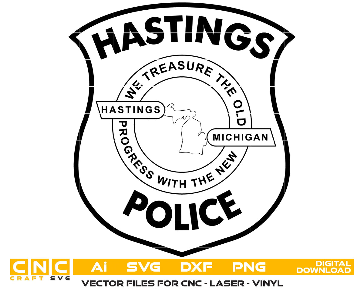 Hastings Police Department Patch SVG Michigan Law Enforcement Vector