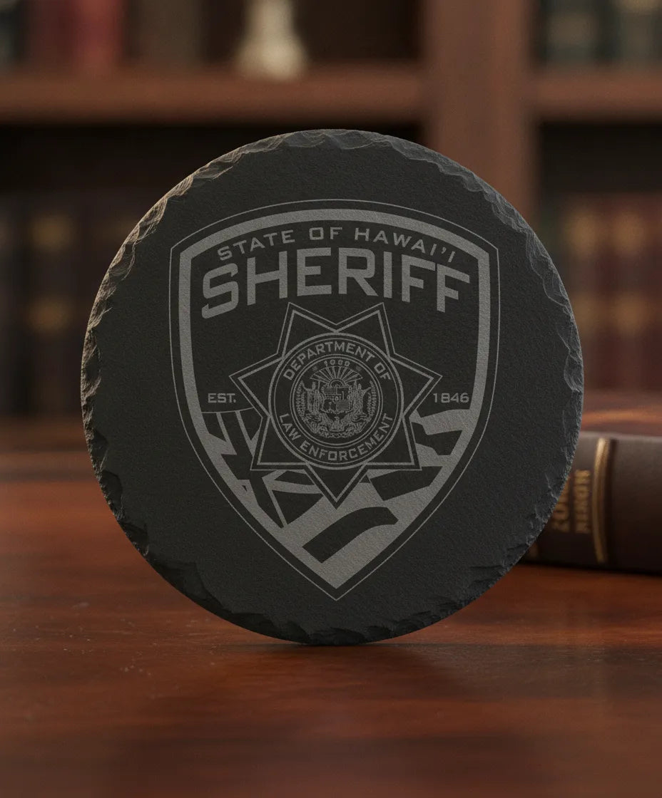 Hawaii State Sheriff Patch SVG

Hawaii Law Enforcement Shield Vector

State of Hawaii Seal Engraving File

Hawaiian Flag Sheriff Sign CNC File

Sheriff Patch Vector for Lasers