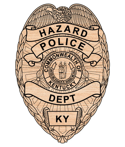 Hazard Police Department Badge SVG

Kentucky Law Enforcement Vector Design

Police Badge Engraving File

Hazard Police Sign CNC File

Sunburst Badge Vector for Laser Cutting