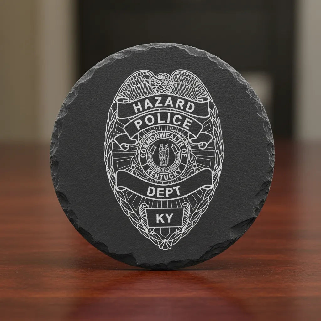 Hazard Police Department Badge SVG

Kentucky Law Enforcement Vector Design

Police Badge Engraving File

Hazard Police Sign CNC File

Sunburst Badge Vector for Laser Cutting
