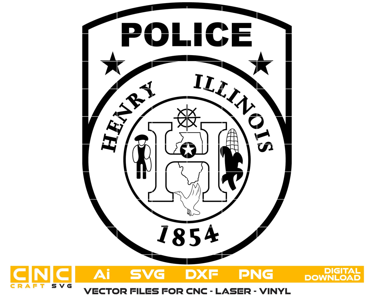 Henry Police Department Patch Illinois 1854 SVG Law Enforcement Vector