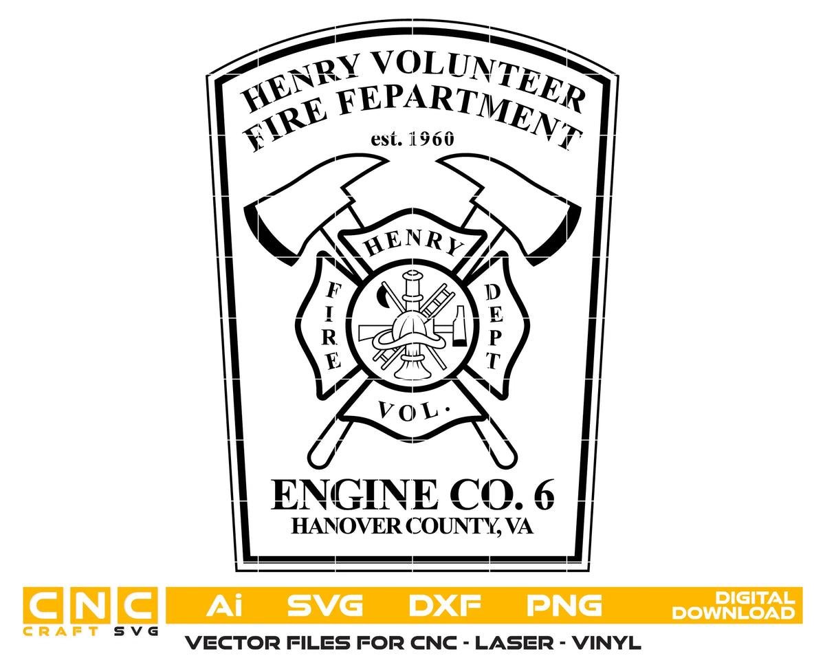 Henry Volunteer Fire Department Engine Co 6 Hanover County VA Patch SVG Fire Rescue Vector