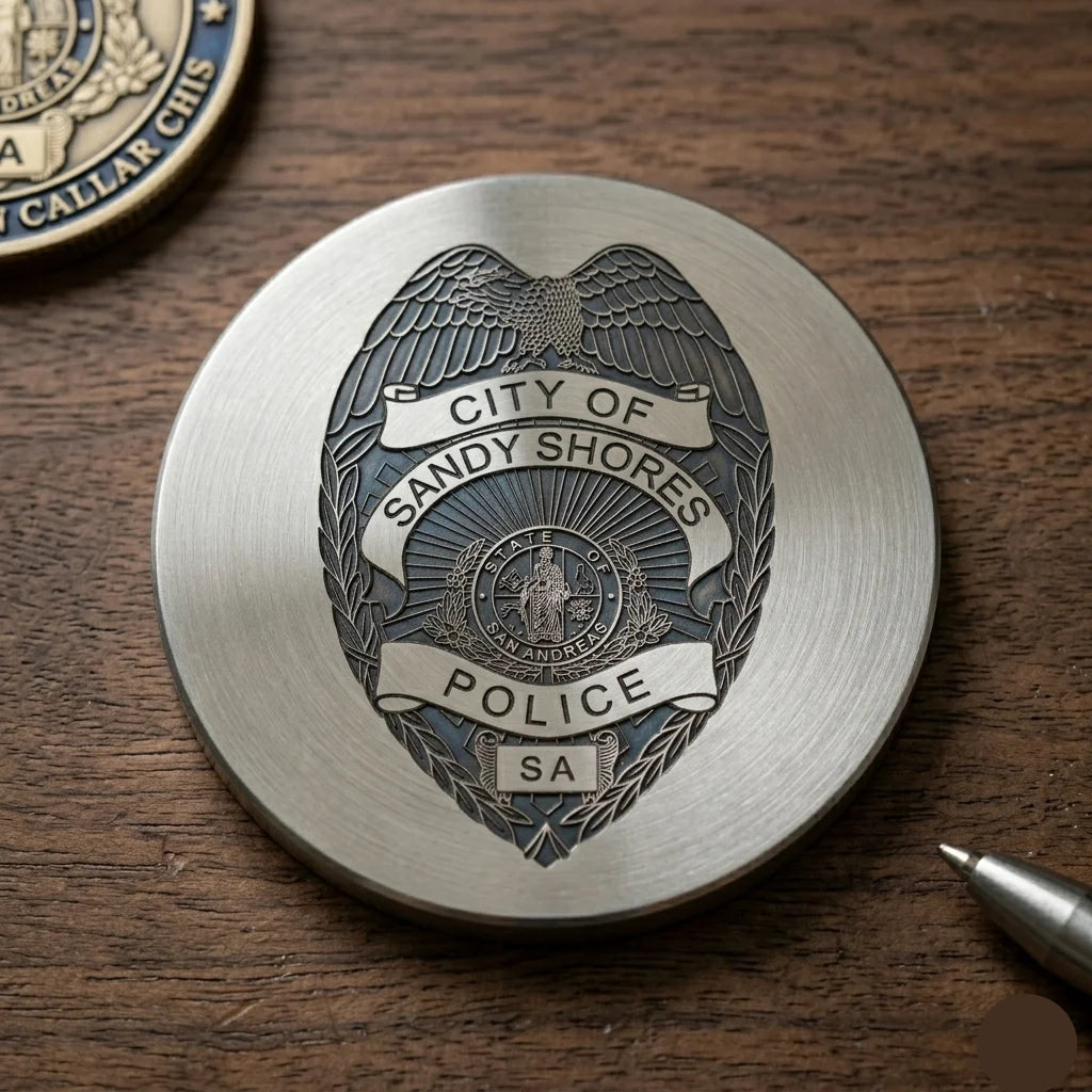 City of Sandy Shores Police Badge SVG for CNC

Sandy Shores PD Shield Vector for Laser Engraving

City of Sandy Shores Police Emblem for Wood Carving

Professional Sandy Shores Law Enforcement Badge Design

Sandy Shores Police SVG Logo for CNC Router Projects