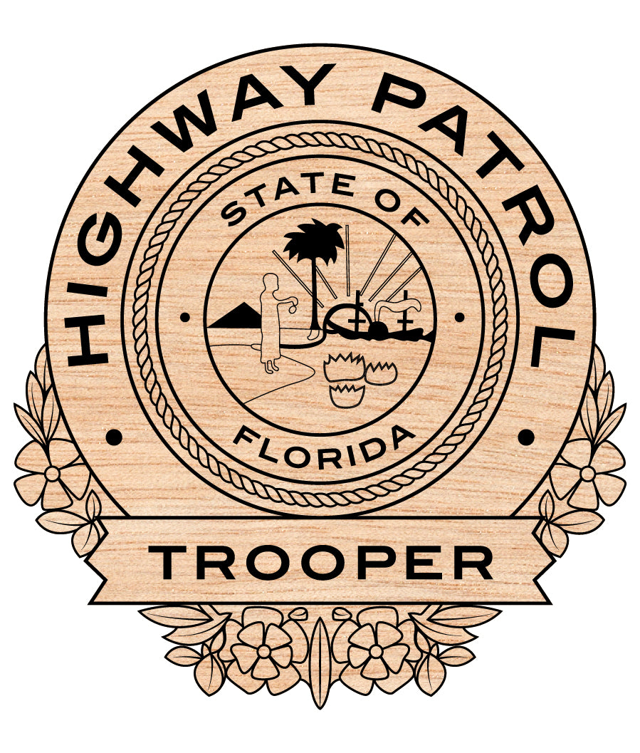 Florida Highway Patrol Trooper Badge SVG

FHP Law Enforcement Vector Design

Florida State Seal Police Emblem

Trooper Badge for Laser Engraving

Highway Patrol Florida CNC File