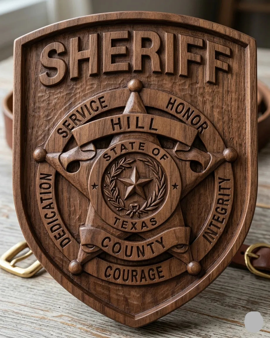 Hill County Sheriff Patch SVG

Texas Law Enforcement Vector

Sheriff Shield 5-Point Star Emblem

Deputy Plaque Engraving File

Hill County Sheriff Sign CNC File