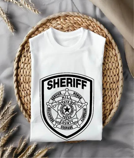 Hill County Sheriff Patch SVG

Texas Law Enforcement Vector

Sheriff Shield 5-Point Star Emblem

Deputy Plaque Engraving File

Hill County Sheriff Sign CNC File