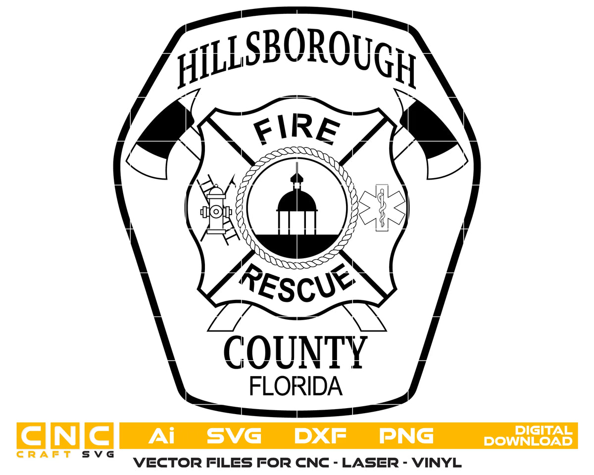 Hillsborough County Fire Rescue Patch Florida SVG Fire Rescue Vector
