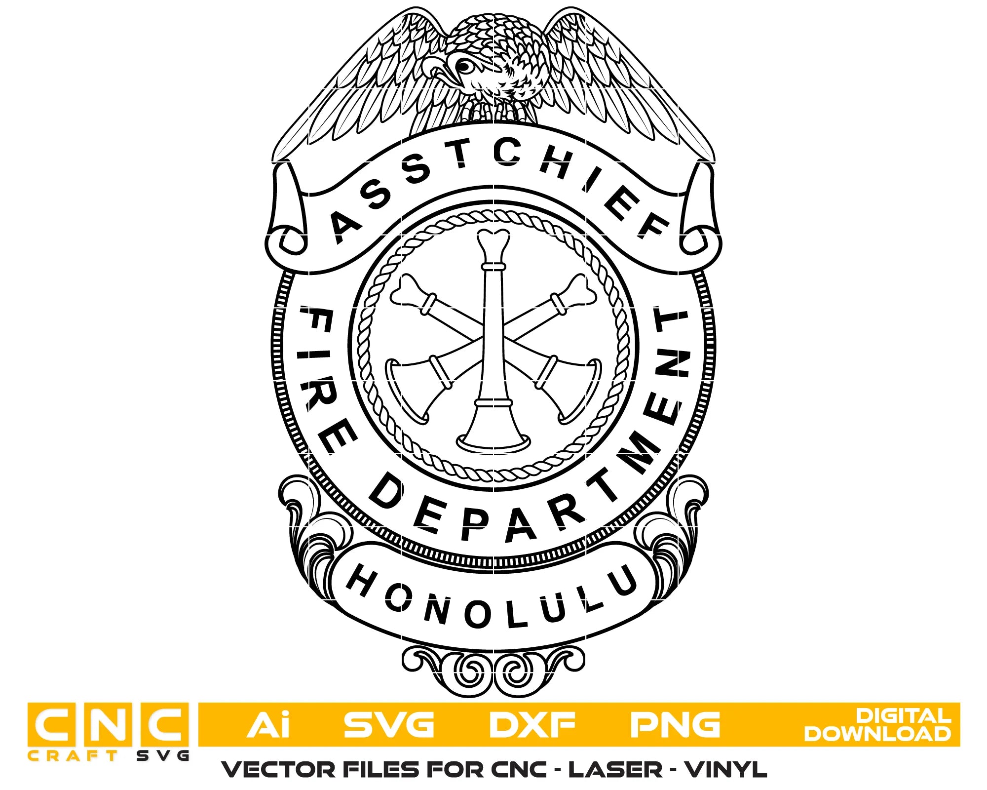 Honolulu Fire Assistant Chief Badge SVG Hawaii Firefighter Vector