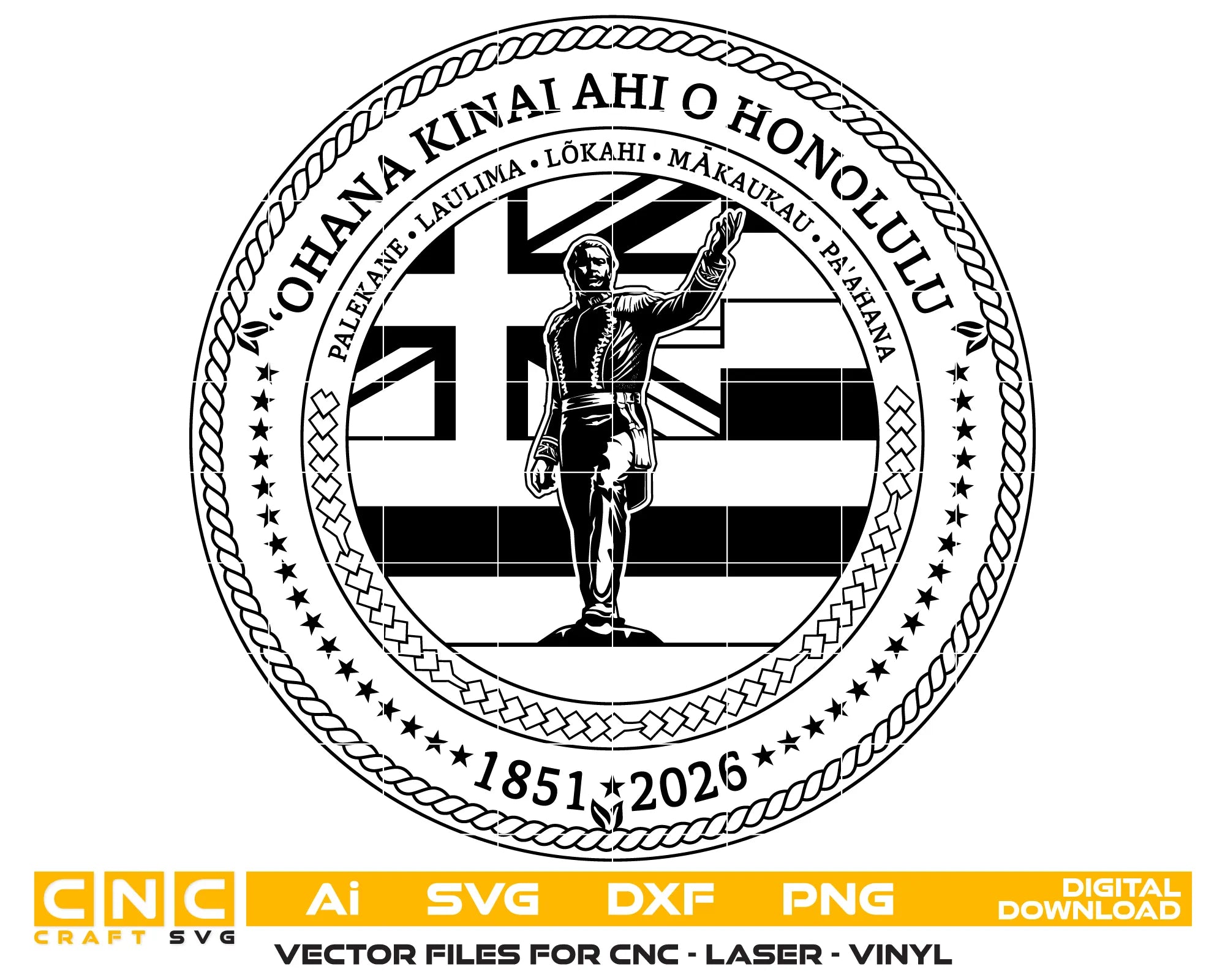 Honolulu Fire Department 175th Anniversary Patch SVG Hawaii Firefighter Vector