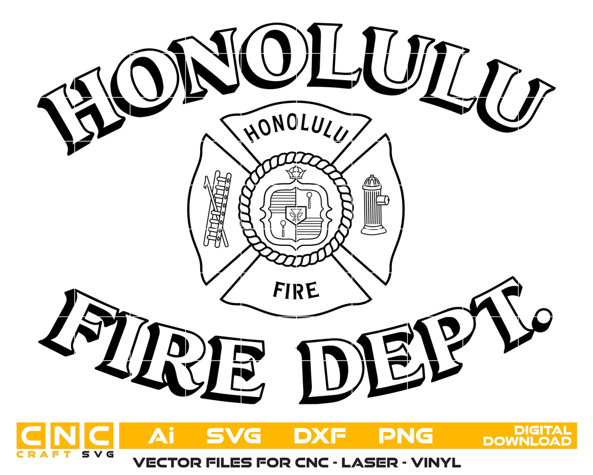Honolulu Fire Department Badge SVG Hawaii Firefighter Vector
