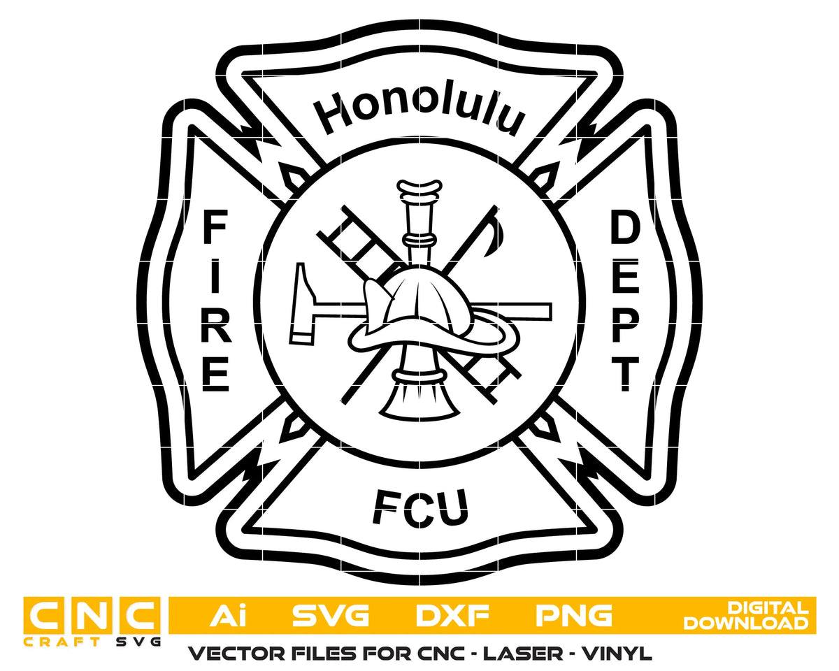 Honolulu Fire Department Federal Credit Union Badge SVG Hawaii Vector