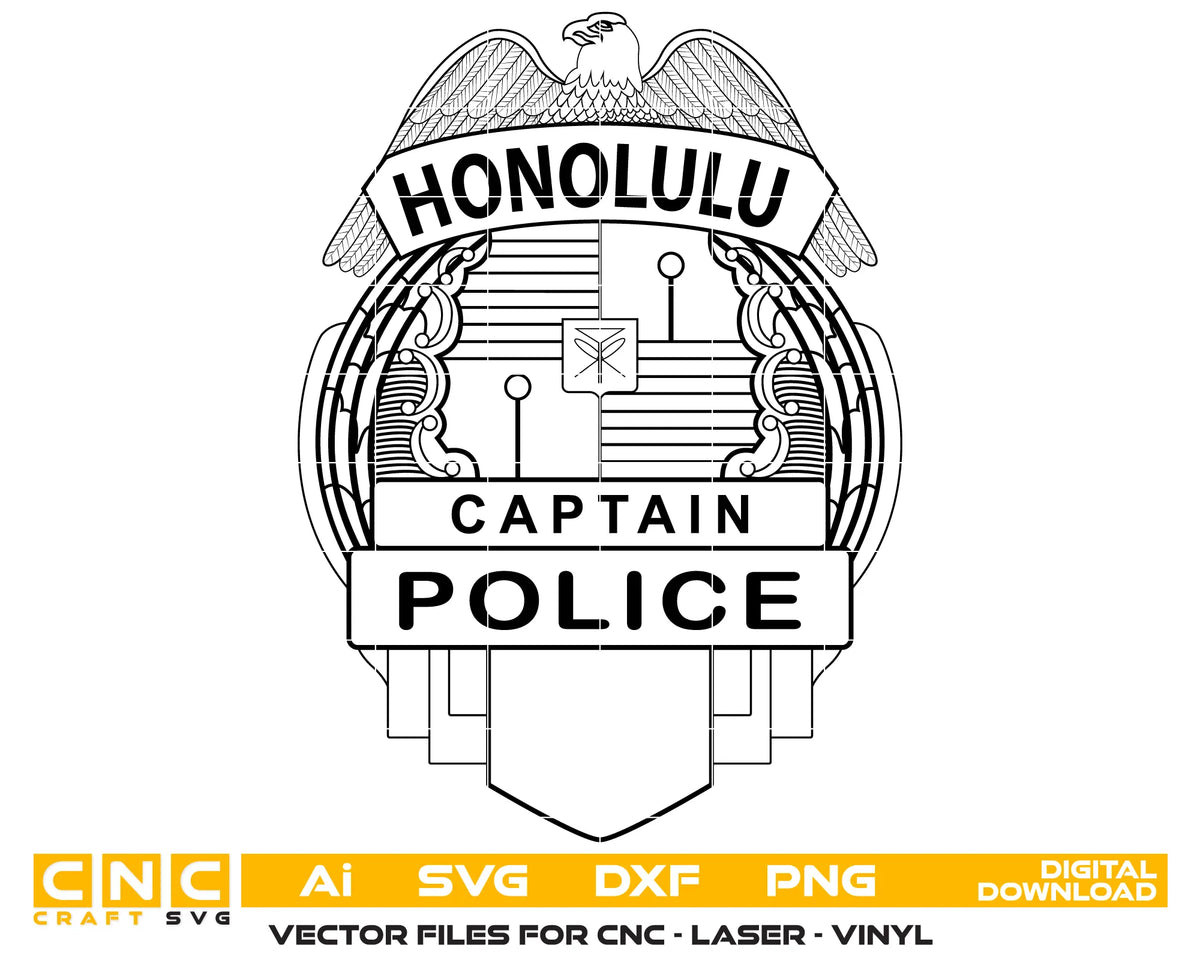 Honolulu Police Department Captain Badge SVG Law Enforcement Vector