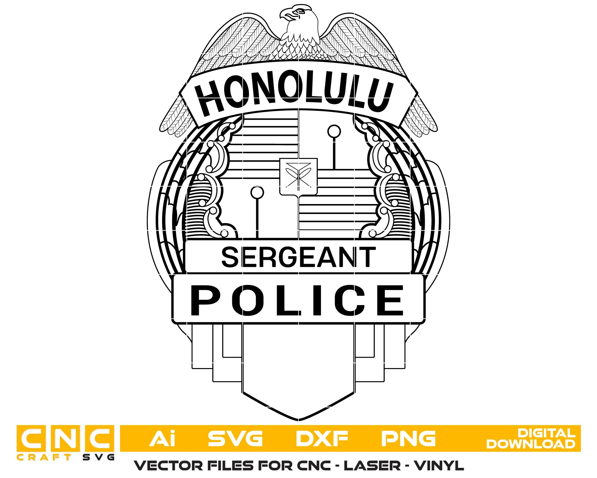 Honolulu Police Sergeant Badge SVG Hawaii Law Enforcement Vector