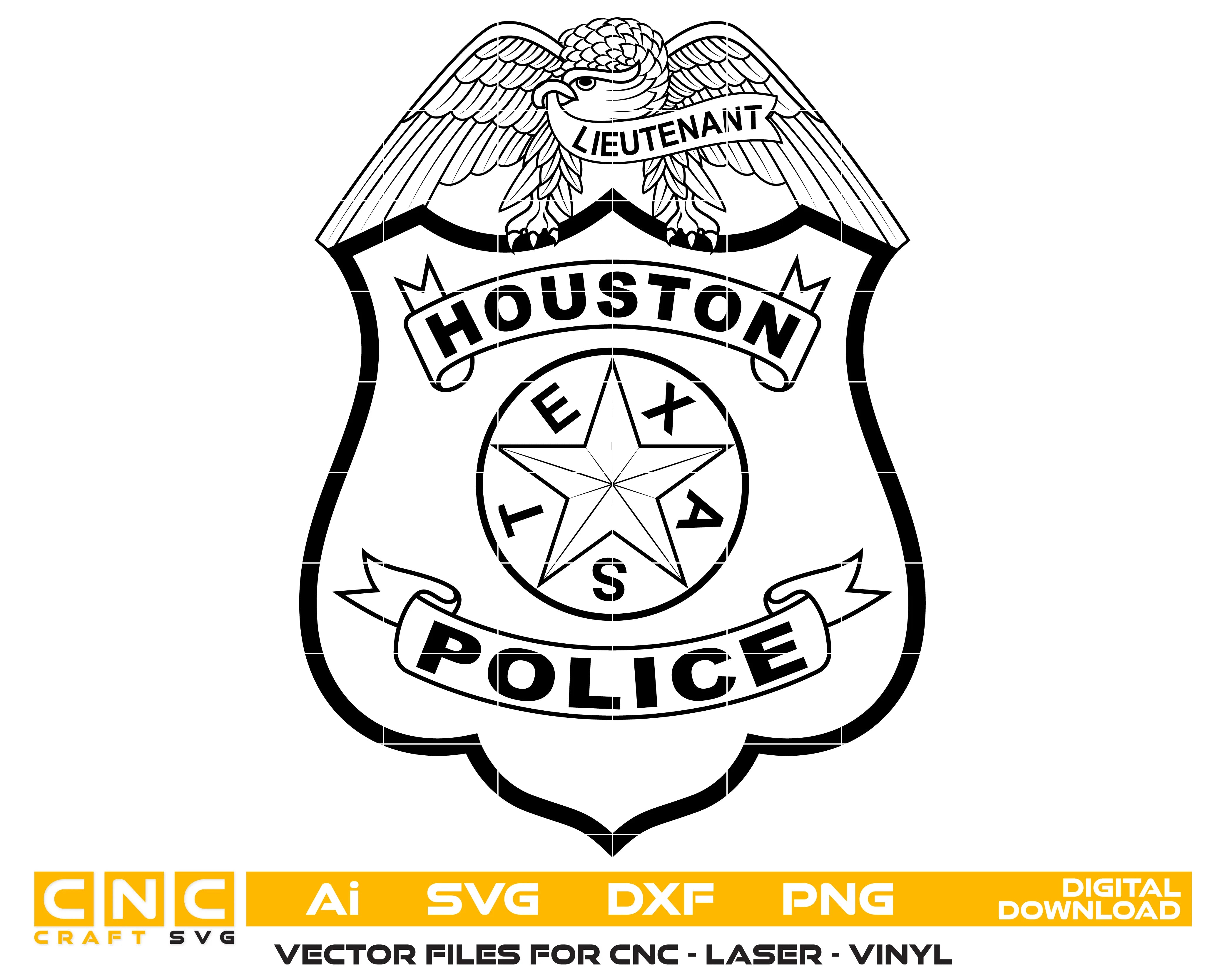 Houston Police Lieutenant Badge SVG Texas Law Enforcement Vector