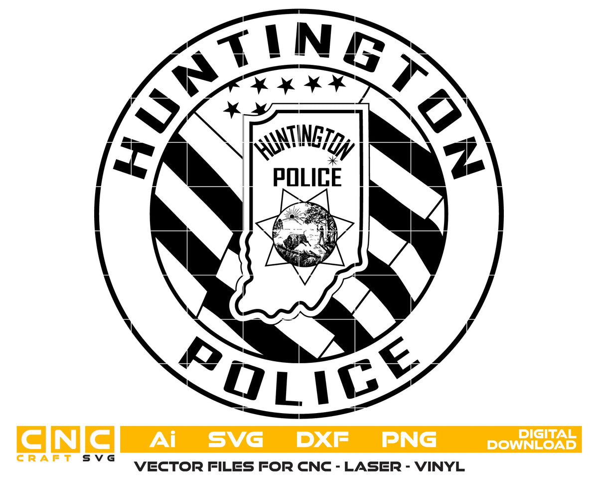 Huntington City Police Department Patch Indiana SVG Law Enforcement Vector