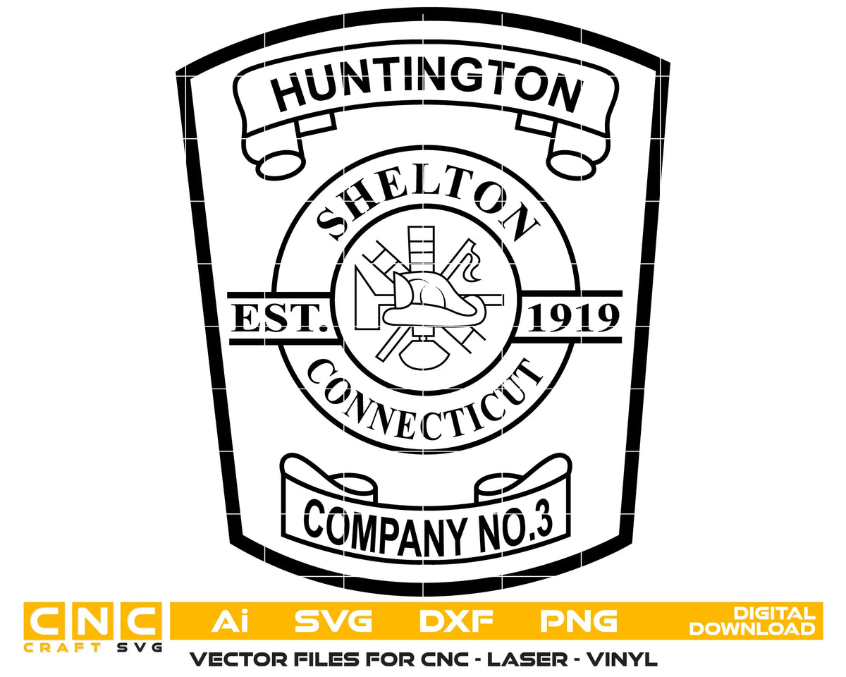 Huntington Fire Company No. 3 Patch Connecticut SVG Firefighter Vector