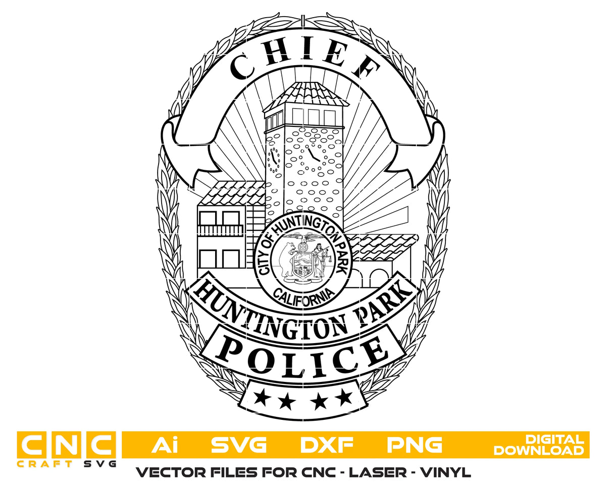 Huntington Park Police Chief Badge SVG Chief Vector
