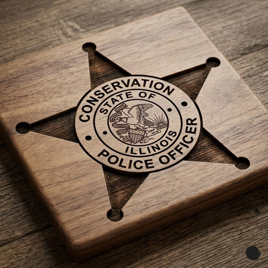 Illinois Conservation Police Officer Badge SVG

5 Point Star Law Enforcement Vector

State of Illinois Seal Engraving File

Conservation Police Star Sign CNC File

Police Officer Badge Vector for Lasers