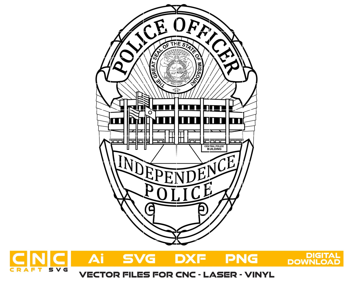 Independence Police Officer Badge Missouri SVG Law Enforcement Vector