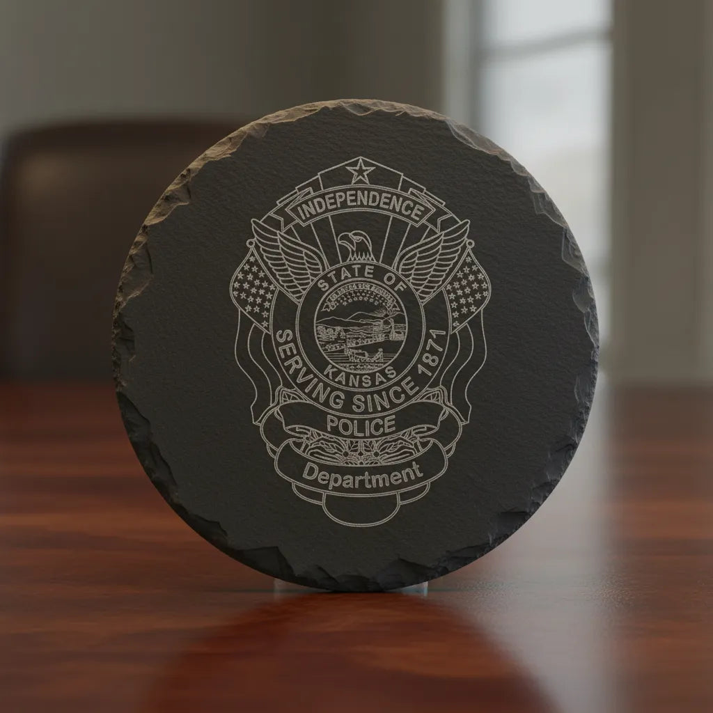 Independence Kansas Police Badge SVG

Kansas Law Enforcement Vector

Police Eagle Badge State Seal

Officer Plaque Engraving File

Independence Police Sign CNC File