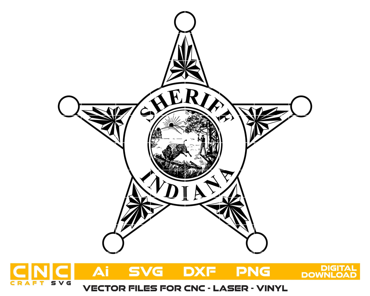 Indiana Sheriff Badge SVG State Law Enforcement Vector