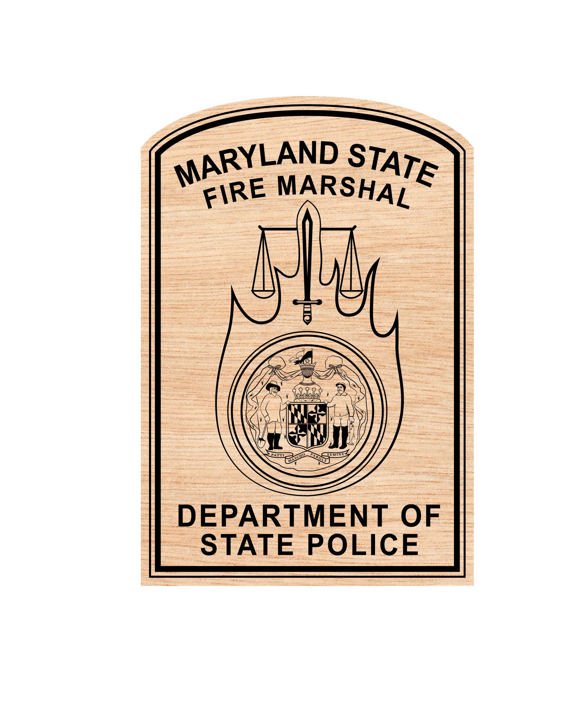 Maryland  State Fire Marshal Police Department badge Vector Art  Woodin
