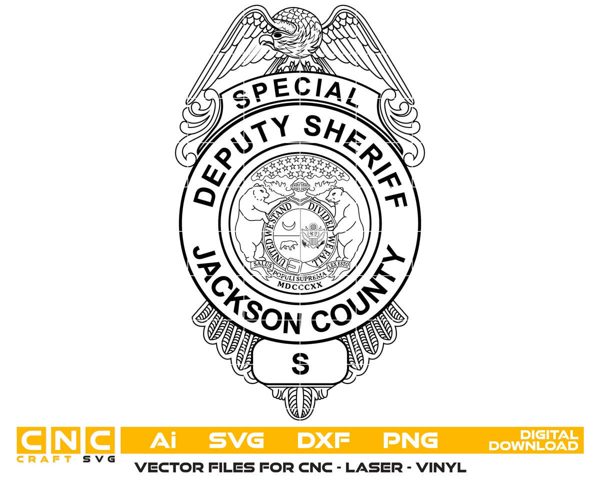 Jackson County Special Deputy Sheriff Badge Missouri SVG Sheriff Vector