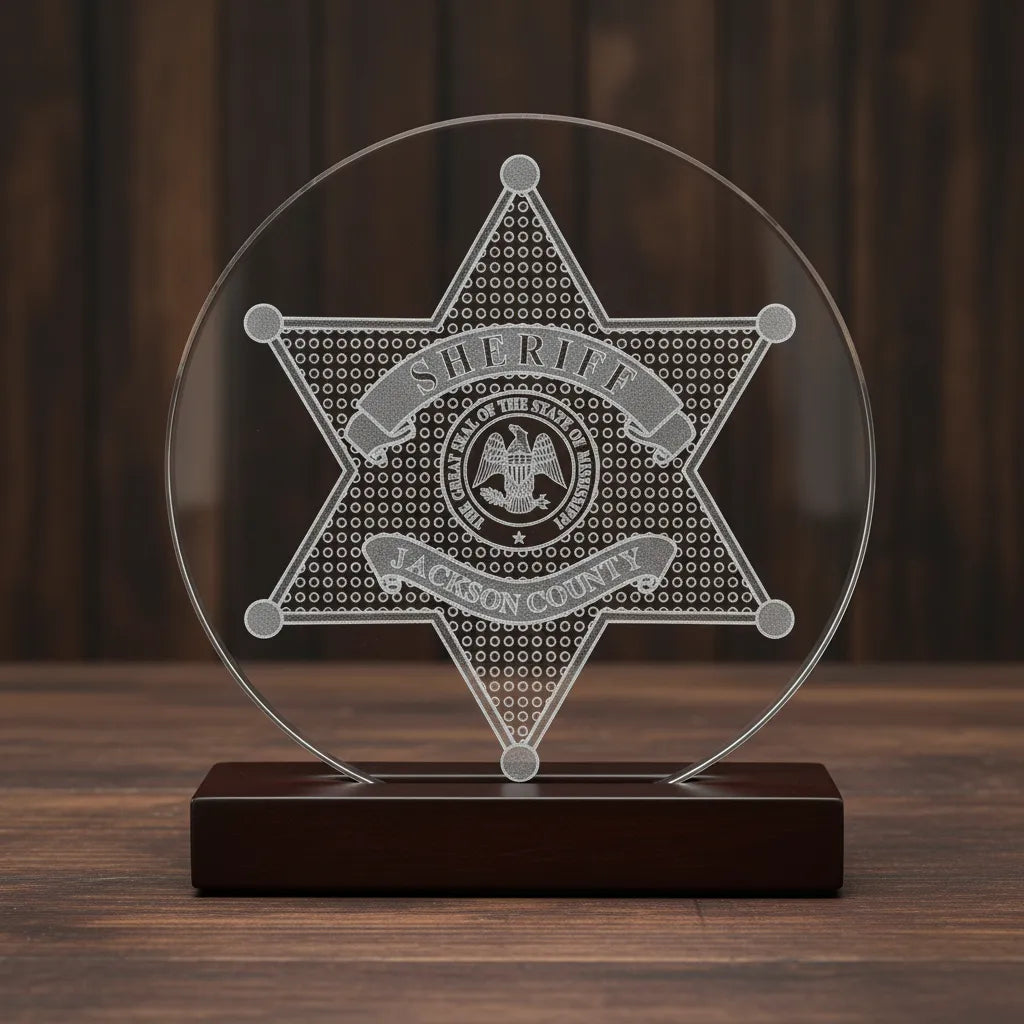 Jackson County Sheriff Badge SVG

Mississippi Law Enforcement Vector

6-Point Star Sheriff Emblem

Deputy Plaque Engraving File

Jackson County Sheriff Sign CNC File
