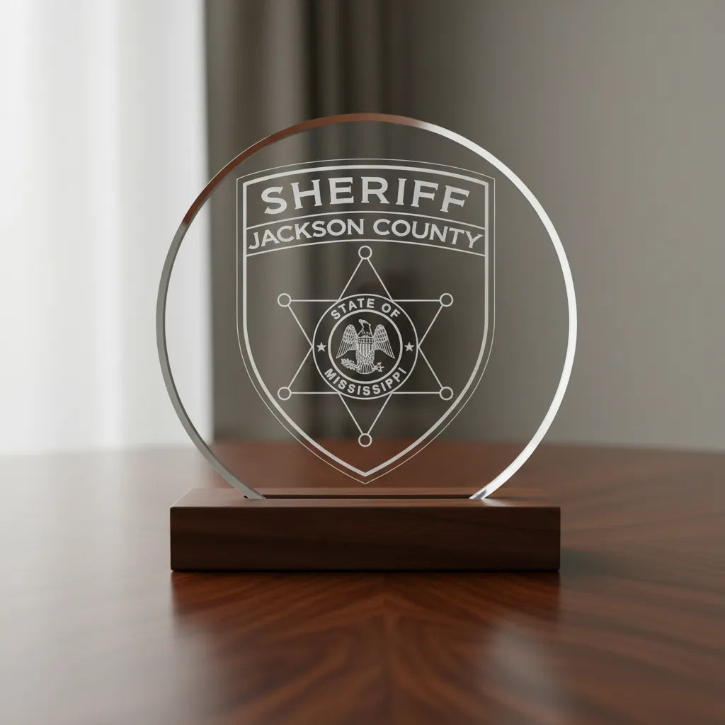 Jackson County Sheriff Patch SVG

Mississippi Law Enforcement Vector

Sheriff Shield 6-Point Star Emblem

Deputy Plaque Engraving File

Jackson County Sheriff Sign CNC File