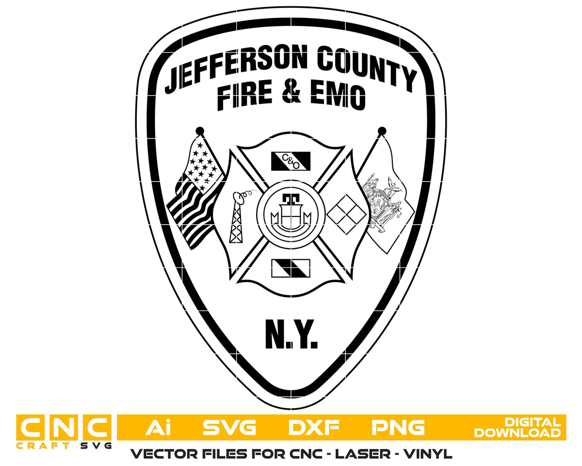 Jefferson County Fire & EMO Patch New York SVG Firefighter Vector