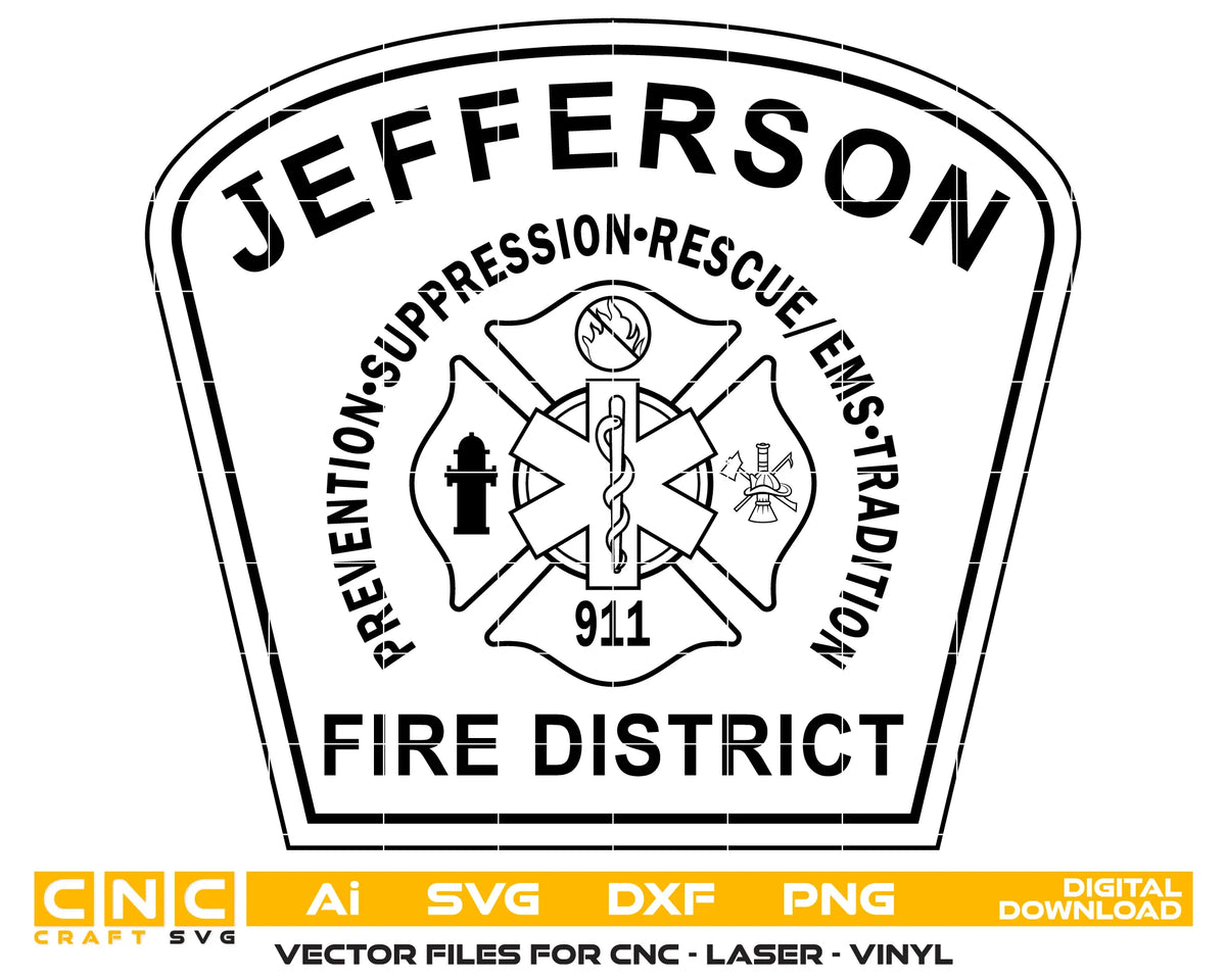 Jefferson Fire District Patch Oregon SVG Firefighter Vector