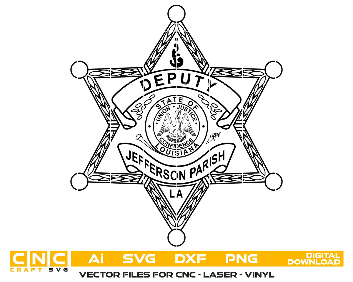 Jefferson Parish Deputy Sheriff Badge Louisiana SVG Law Enforcement Vector